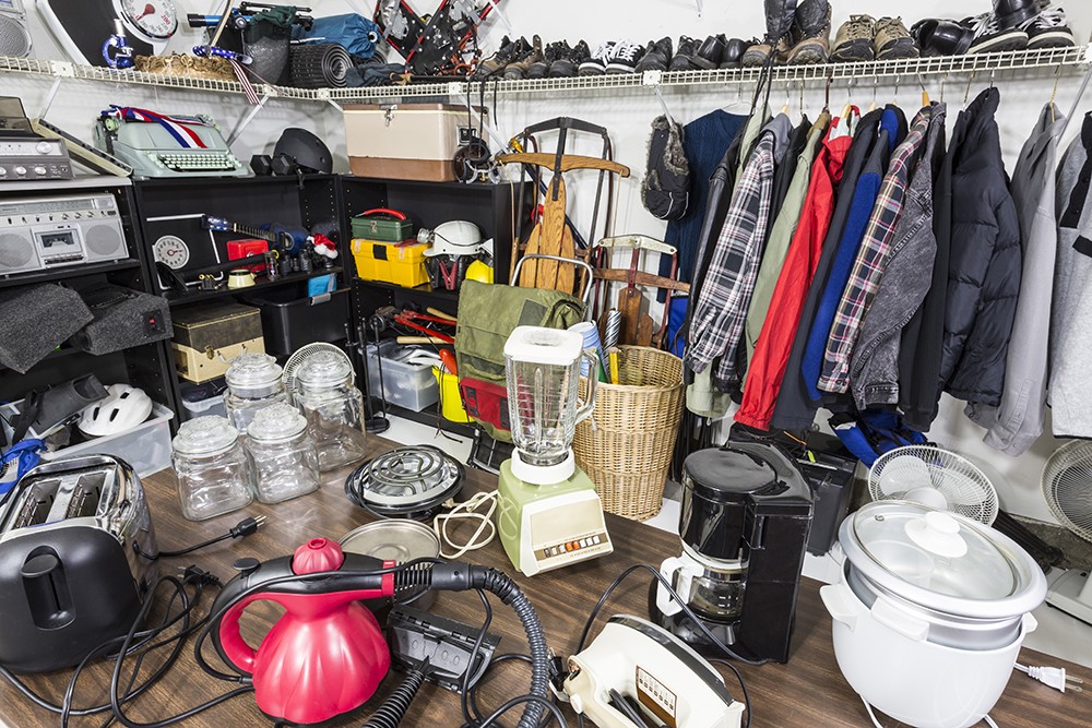 Image of clothing, appliances, and other thrift items.