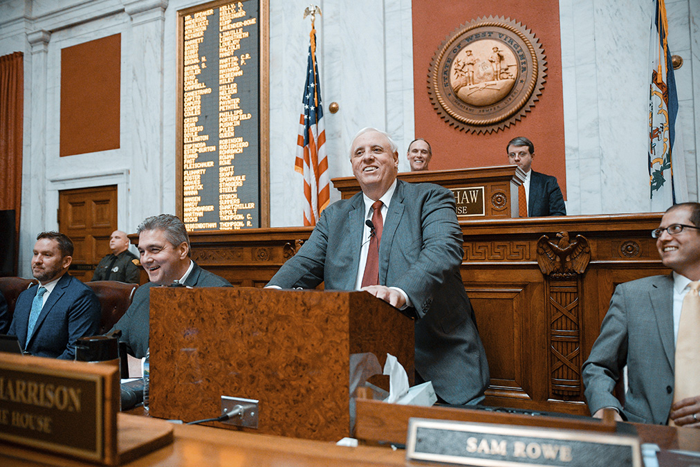 Gov. Jim Justice, R-W.Va., delivers his annual State of the State speech, Wednesday, Jan. 9, 2019, in Charleston, W.Va. Photo: Tyler Evert/AP Photo
