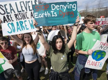 Young demonstrators join the International Youth Climate Strike event at the Capitol in Washington, Friday, March 15, 2019. Photo: J. Scott Applewhite/AP Photo