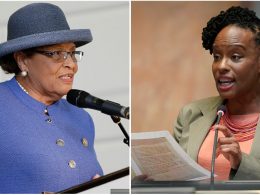 Left, U.S. Rep. Alma Adams, D-N.C. is seen during a voting rally for democratic candidate Kathy Manning at Bennett College in Greensboro, N.C., Friday, Oct. 19, 2018. Right, in this March 2, 2020, file photo, state Rep. Attica Scott, D-Louisville, speaks on the floor of the House of Representatives at the Capitol in Frankfort, Ky. Felony rioting charges were dropped Tuesday, Oct. 6, 2020, against the Kentucky lawmaker and others arrested last month during protests demanding justice for Breonna Taylor. Photo: Gerry Broome and Bryan Woolston/AP Photo