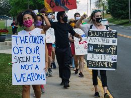 Black Lives Matter activists march through Terra Alta, West Virginia, on July 10, 2020. Photo: Chris Jones/100 Days in Appalachia