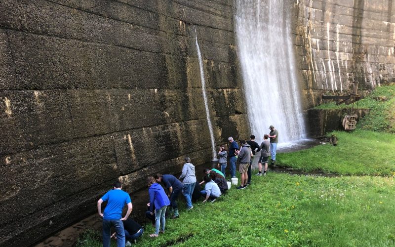A student group from rural Southwest Virginia takes part in an exercise on water quality at a local community’s drinking water reservoir. Photo: Provided
