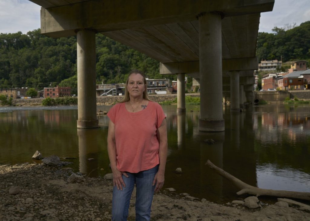 Daisy, 55, did a shot of cocaine at 18 – “Scared the devil out of me” – and then nothing more until she was 42, in the course of a very bad year that her marriage ended and she lost custody of her children. She used drugs she says to cope with the overwhelming loss. Now she says her drug use never actually gets here high, but is largely just to keep withdraw symptoms at bay. Photo: Stacy Kranitz/For 100 Days in Appalachia