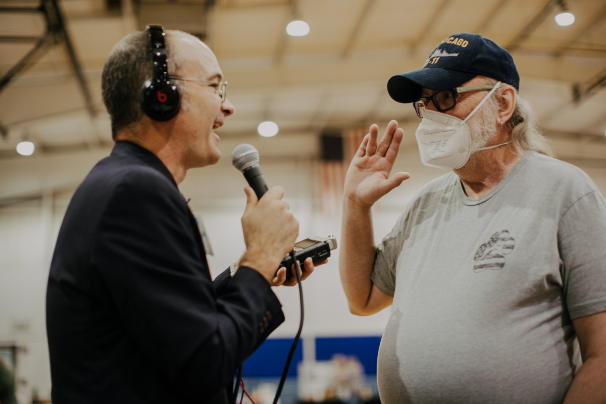 Dr. Ryan McCarthy, left, started the podcast Healthcare is Human during the COVID-19 pandemic. The storytelling skills he learned during the podcast, he says, has changed the way he practices medicine and interacts with his patients in Appalachia. Photo: Molly Humphreys/Healthcare is Human