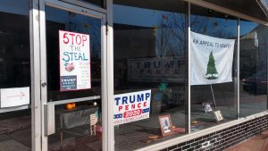 A "Trump Victory Center" in Appalachia promoting the "Stop the Steal" movement.