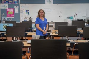 Michelle Allen is the career and technical instructor at Robert C. Byrd High School and also runs GameChanger, the school’s prevention education club. Photo by Sam Nichols/West Virginia University